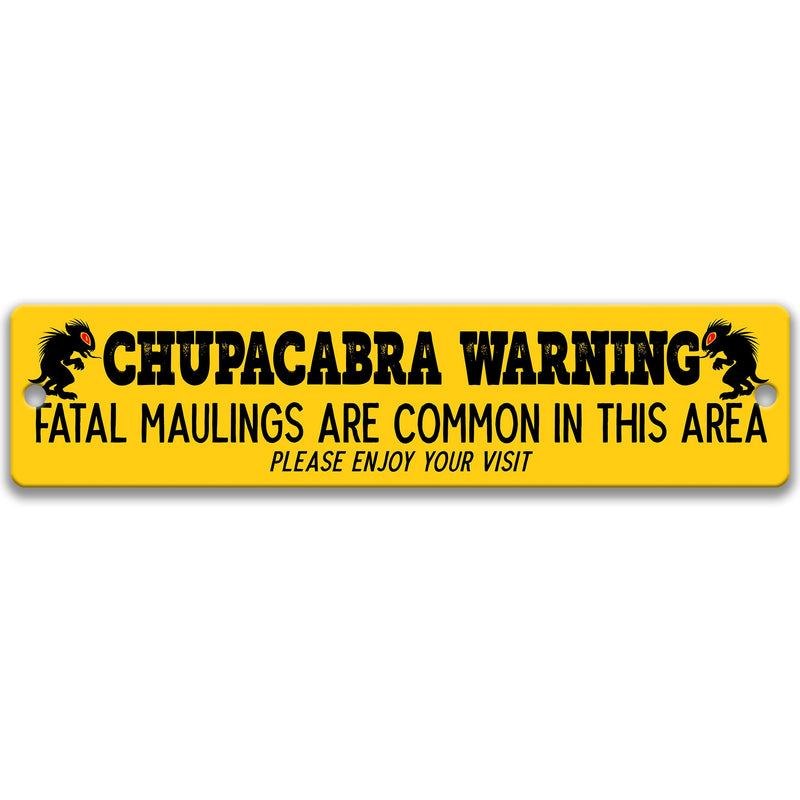 Funny Crytpid Gifts, Chupacabra Sign, Cryptid Outdoor Sign, Rusty Metal Outdoor Yard Sign, Cabin Fatal Mauling Enjoy your Visit 8-ANM061