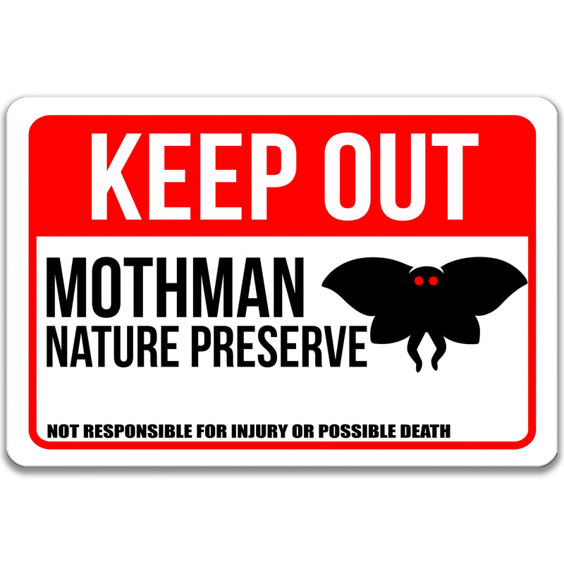 Mothman Sign, Mothman Nature Preserve, Funny Rusty Metal Sign, Vintage Mothman Sign, Mothman Warning Sign, Hiking Sign, Campground 8-ANM048