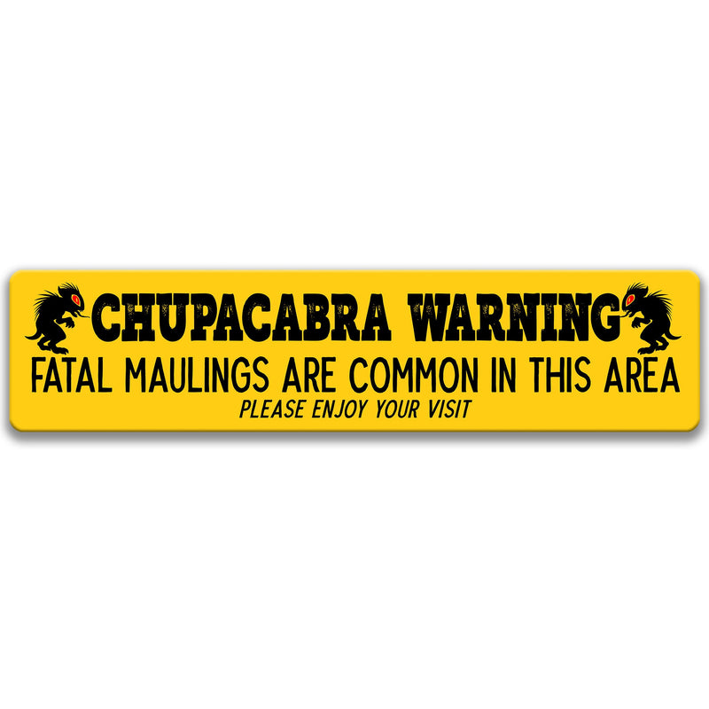 Funny Crytpid Gifts, Chupacabra Sign, Cryptid Outdoor Sign, Rusty Metal Outdoor Yard Sign, Cabin Fatal Mauling Enjoy your Visit 8-ANM061