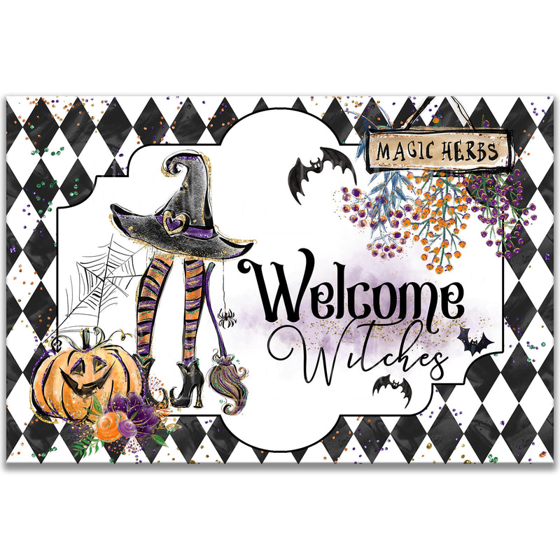 Welcome Witches Halloween Sign - Haunted House Witch Sign - Cute Witch Legs - Halloween Decorations - Fall Wreath Sign - Sexy WiccanX-HAL037