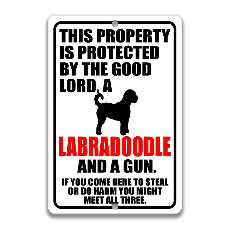 Labradoodle Dog Sign Dog Warning Sign Dog Sign  Sign Labradoodle Gift Sign Gun Sign 2nd Amendment Sign NRA Sign Firearm Z-PIS329