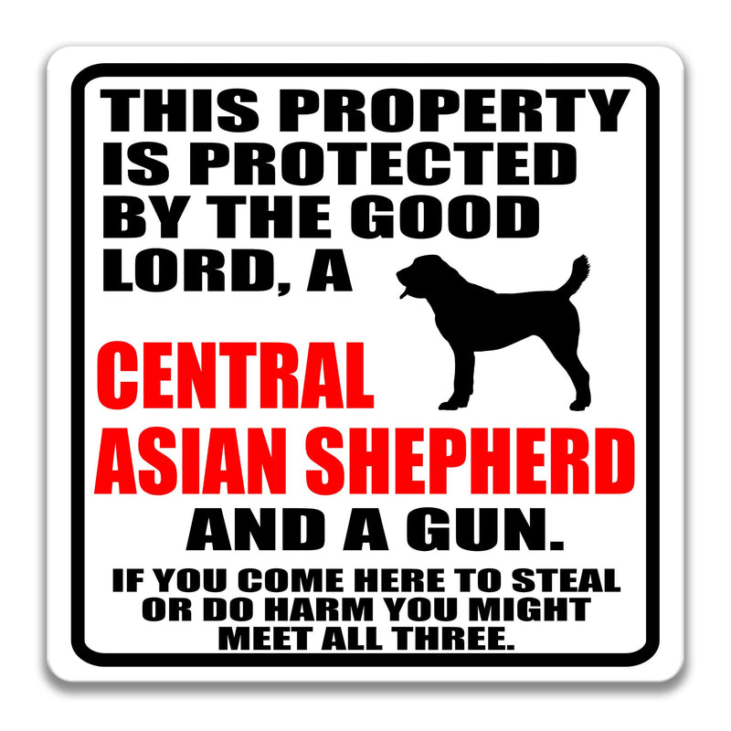 Central Asian Shepherd Sign Dog Warning Sign Dog Sign Central Asian Shepherd Gift Sign Gun Sign 2nd Amendment Sign NRA Sign Firearm Z-PIS330